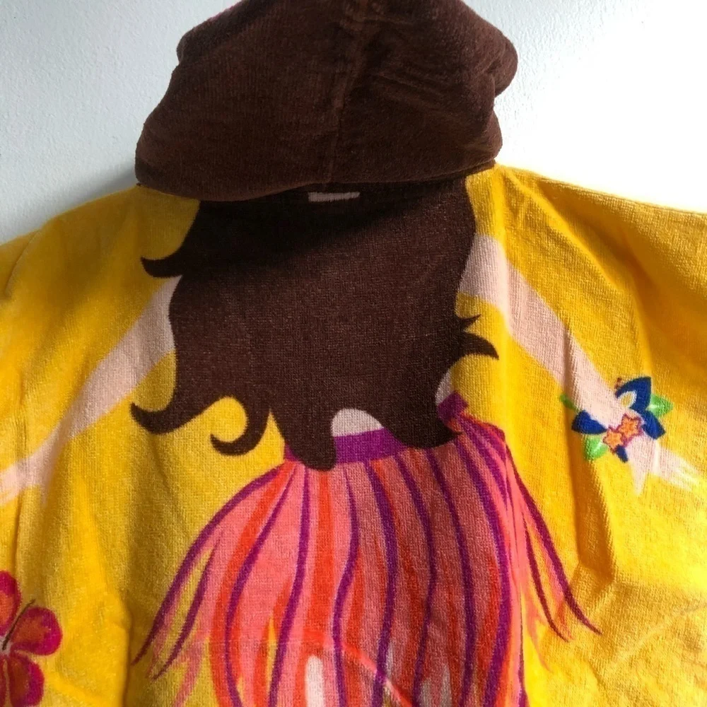 Yellow Hula Girl Floral Swim Towel Cover Up with Hood 🌺
